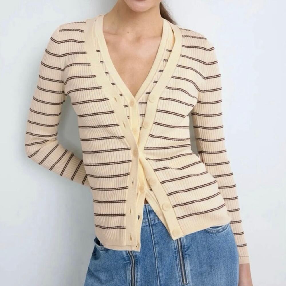 Sandro Gabri Striped Button Up Cardigan Size 2